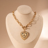 Vintage Gold Metal Heart Sunflower Pendant Necklace