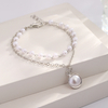 Double Layer Pearl Pendant Stackable Bracelet