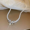 Pearl Bow Choker Necklace – Sparkling Crystal & Elegant Pearl Jewelry for Women