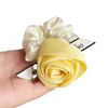 Yellow Satin Flower Scrunchie