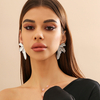 Light Luxury Textured Metal Petal Stud Earrings for Party & Daily