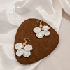 Silver Needle Shell Pearl Drop Earrings