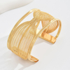 Irregularly shaped hollow diamond-set alloy open adjustable bracelet