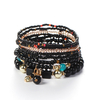 Boho Multi-Layer Beaded Bracelet Set with Turquoise Howlite Accents Stackable Beachy Jewelry