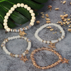4pcs/Set Elegant Gold Butterfly Charm Beaded Bracelets Stackable Crystal Pearl Bracelet Set