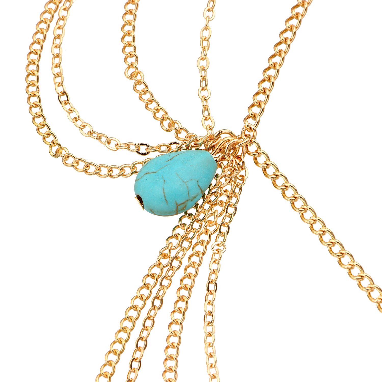 European Multi-Layer Turquoise Drop Head Chain for Women