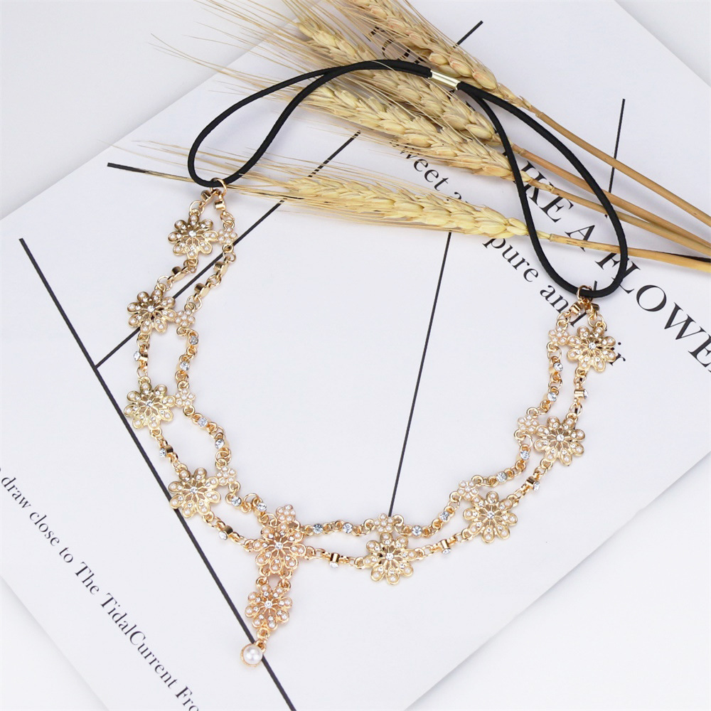 Pearl Flower Tassel Headband Head Chain