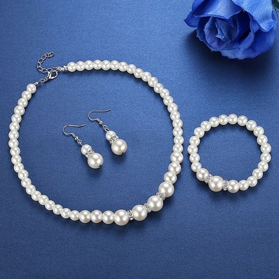 Women Pearl Jewelry 3 Piece Set