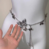 Silver Butterfly Layered Chain Belt - Y2K Aesthetic Adjustable Waist Body Jewelry