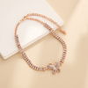 Rhinestone Butterfly Anklet for Women, Silver Plated Crystal Ankle Bracelet