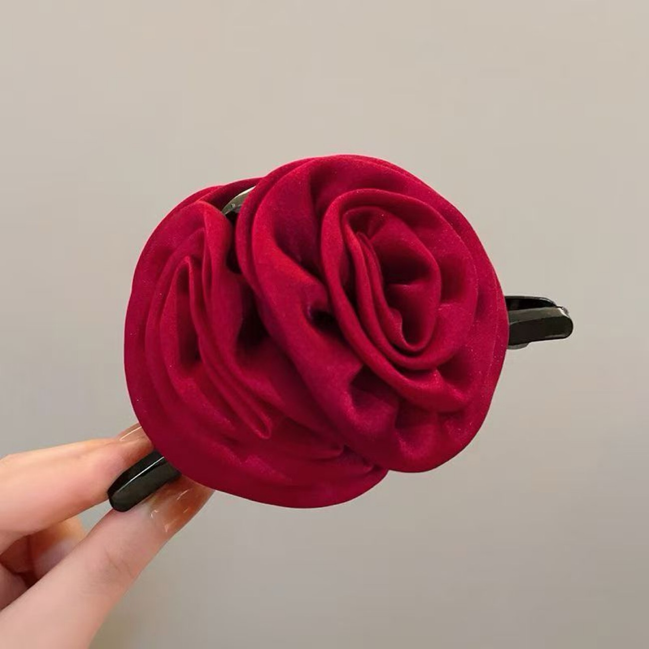 Elegant Satin Rose Hair Claw