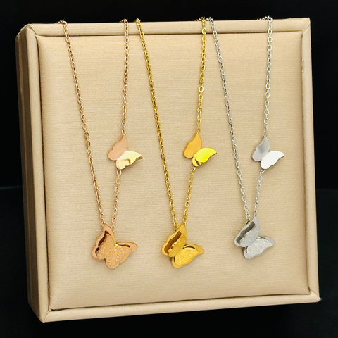 Dainty Layered Butterfly Necklace for Women Butterfly Pendant Choker Delicate Jewelry Gift for Her