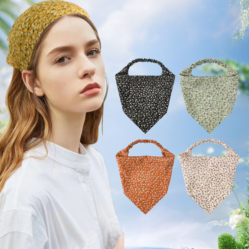 Boho Floral Chiffon Triangle Head Scarf