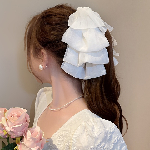 Elegant Chiffon Big Bow Banana Hair Clip
