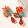 Vintage Resin Flower Drop Earrings