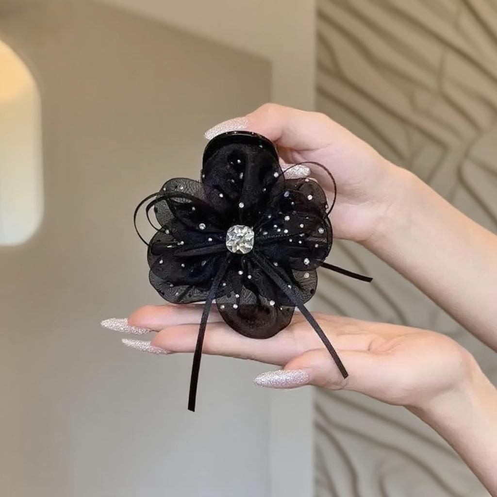 Bow Mesh Ribbon Flower Hair Claw Clip
