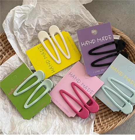 Macaron Color Oval No-Bend Hair Clips Colorful Side Barrettes