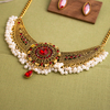 Vintage Metal Jewelry Set Bohemian Round Pearl Earrings Necklace