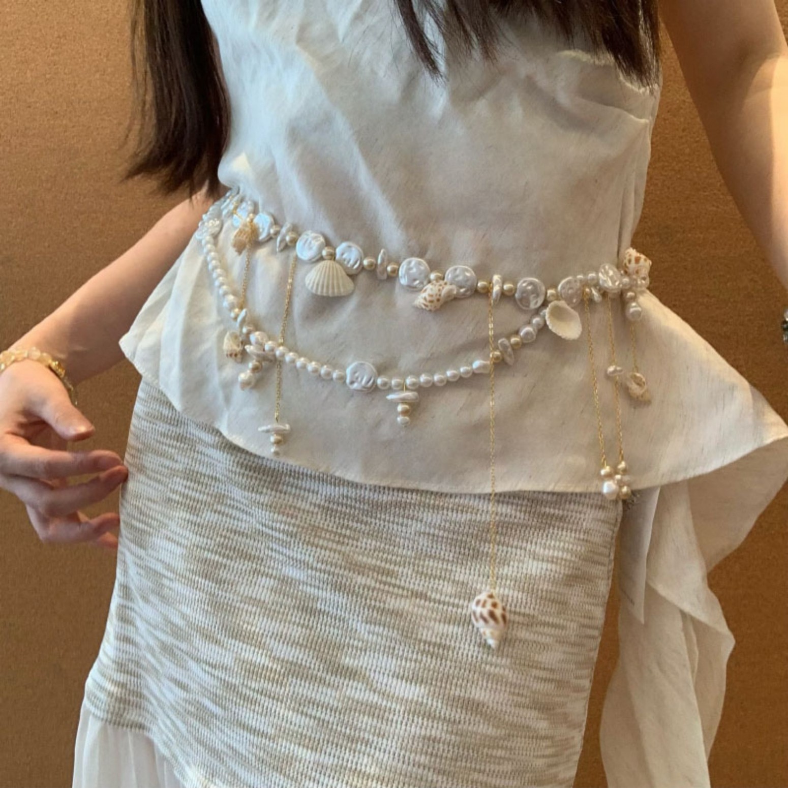 Vintage Shell Pearl Waist Chain with Tassel - Summer Holiday Fashion Jewelry