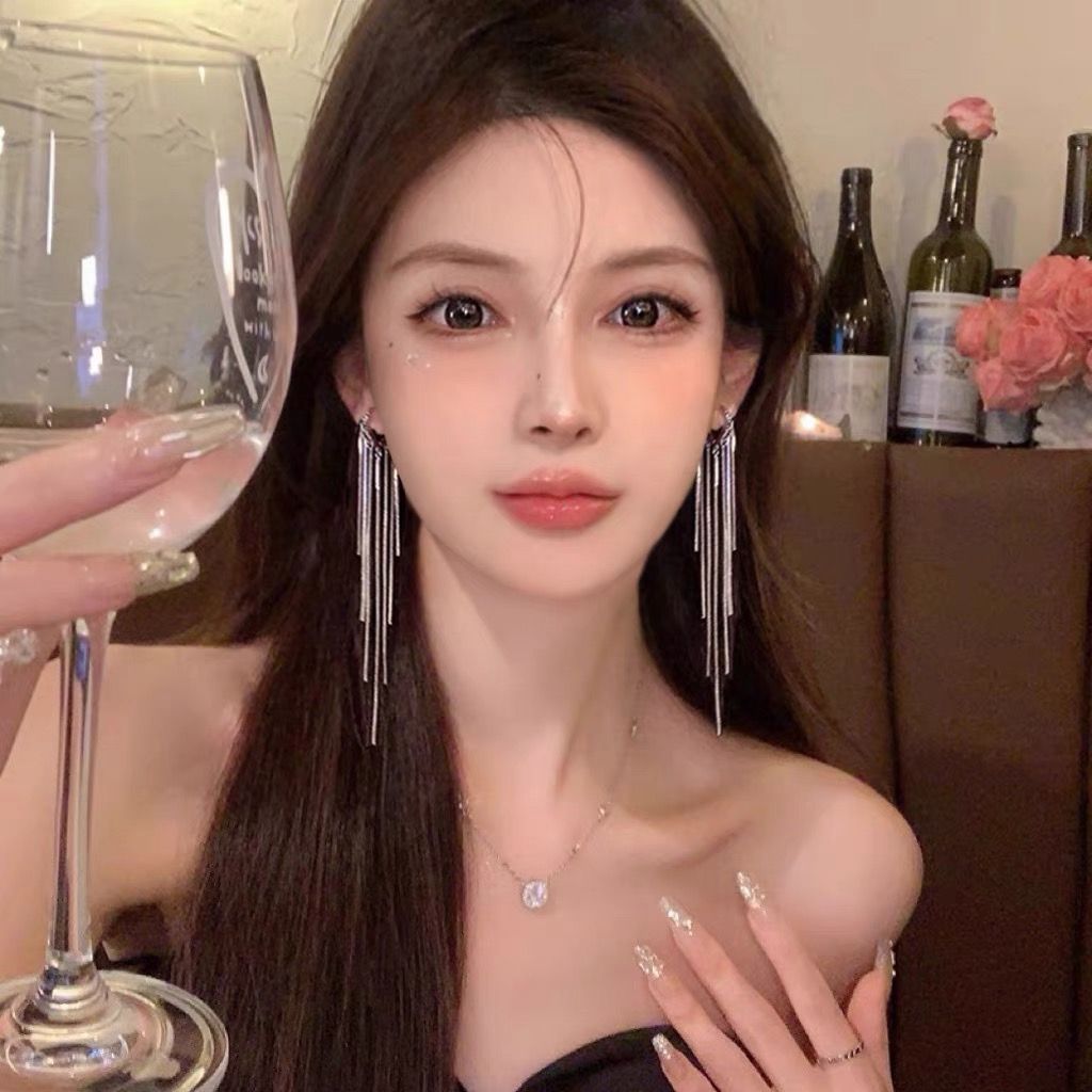 Long Gold Tassel Drop Earrings