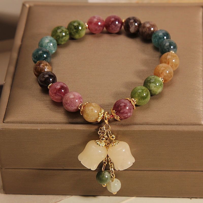 Rainbow Lotus Colorful Bracelet for Women Summer Ins Small Niche Orchid Pendant