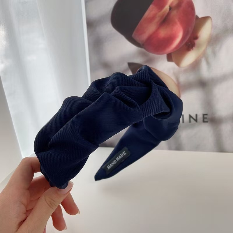 Wide Edge Wrinkled Solid Color Headband, French Minimalist Fashion Hairband for Women