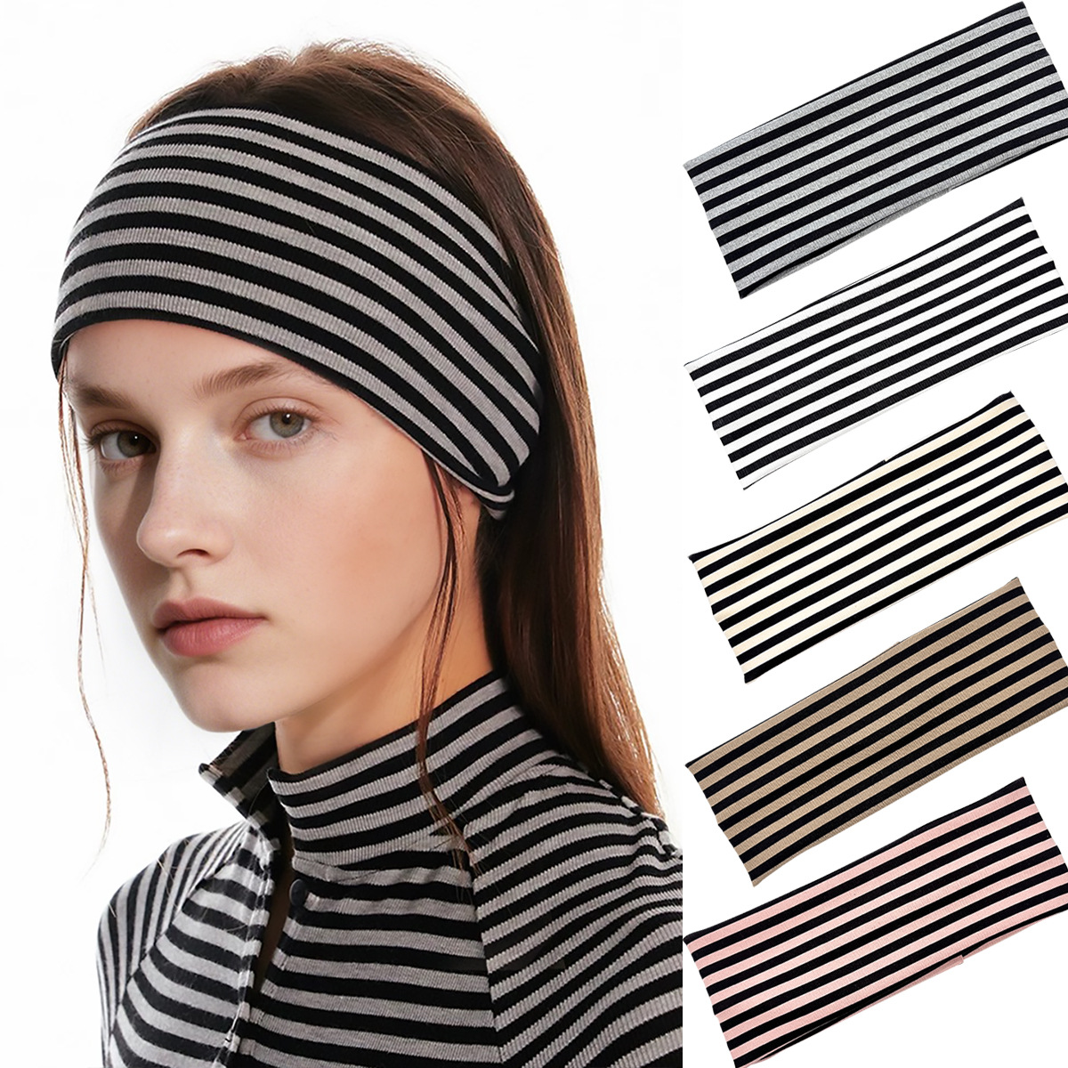 European And American Striped Elastic Hair Bands
