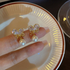 Sweet Heart-shaped Bow-shaped Pearl Earrings