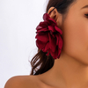 Oversized Fabric Flower Statement Earrings