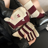 Spring Summer Ankola Red Striped Bow Mid-Calf Socks for Women