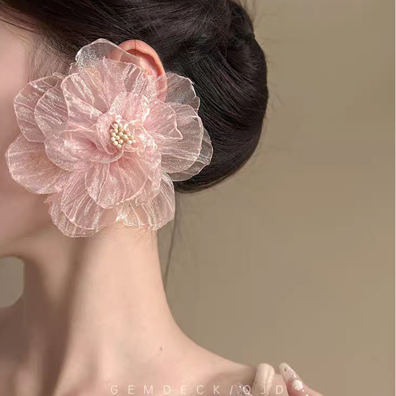 Fairy Tulle Crystal Flower Earrings