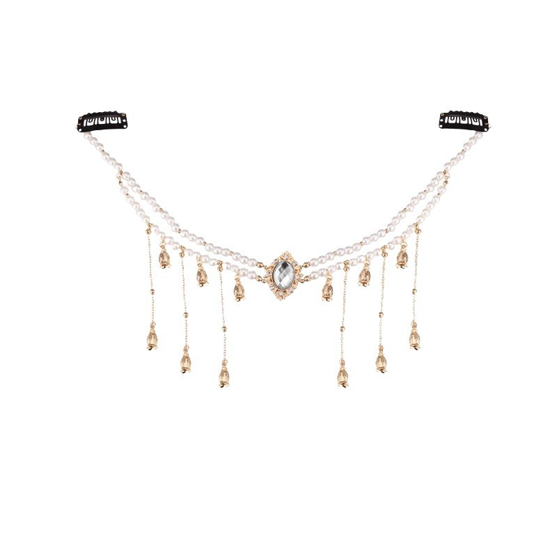 Vintage-Inspired Pearl Head Chain with Turquoise Accent