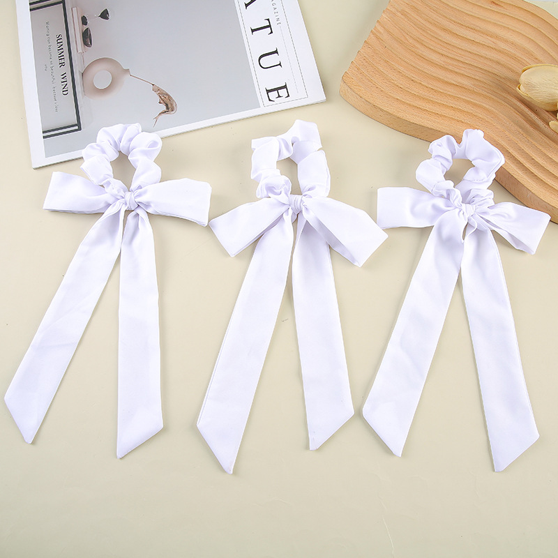 Elegant Long-Tail Bow Scrunchie | Soft Satin Hair Tie for Ballet & Casual Looks