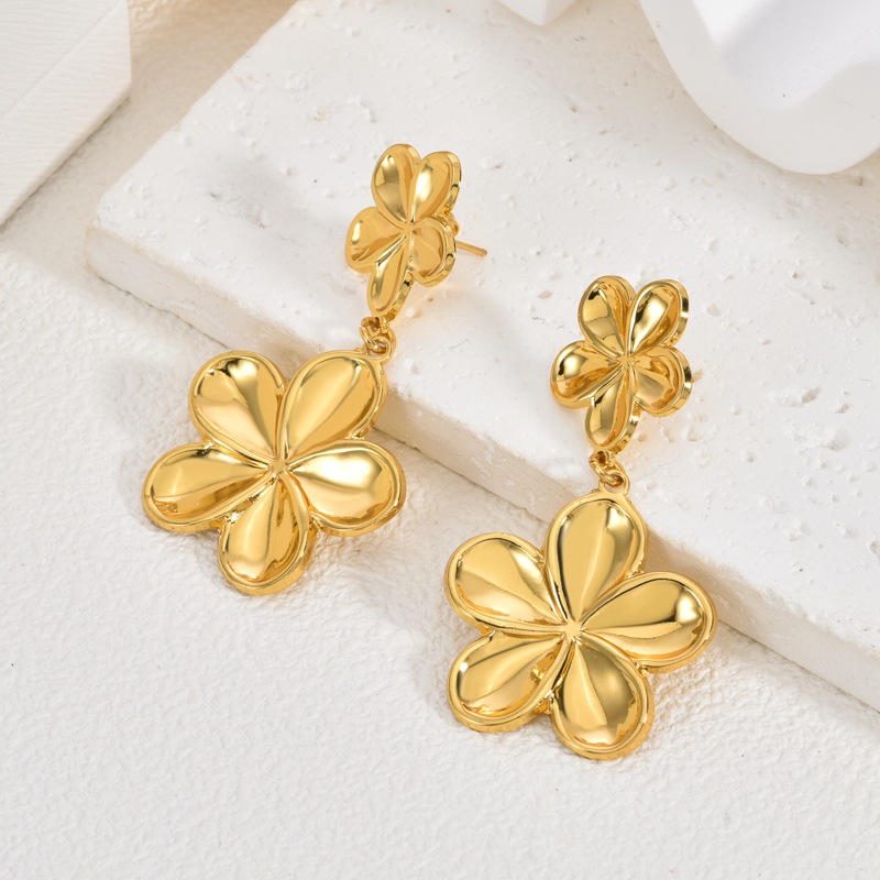 Tassel Flower Stainless Steel Earrings Luxury Earrings