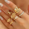 Vintage Geometric Metal Ring Set