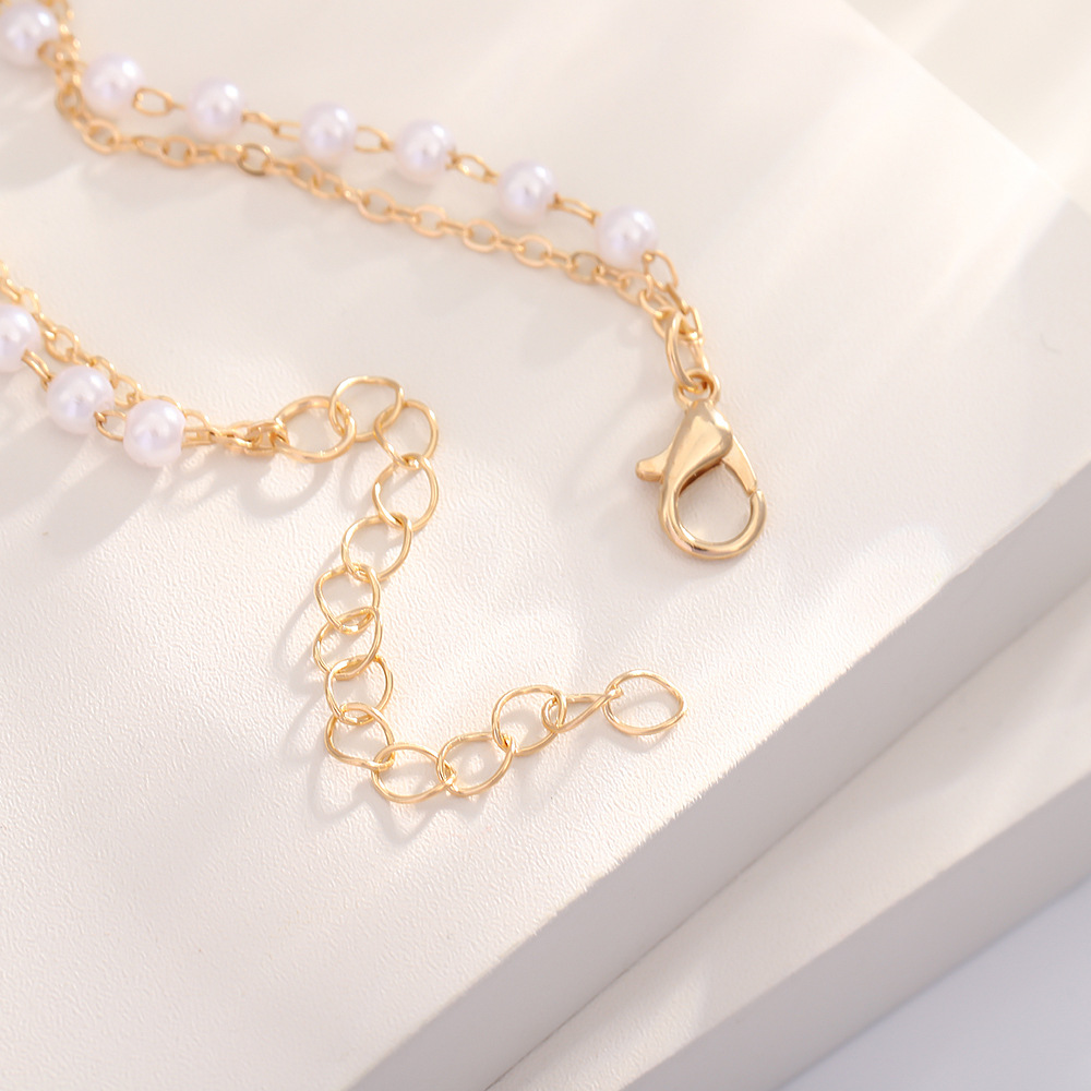 Double Layer Pearl Pendant Stackable Bracelet