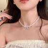 Pearl Bow Choker Necklace – Sparkling Crystal & Elegant Pearl Jewelry for Women