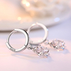 Sparkling Floral Hoop Earrings | Purple CZ Flower Drop Earrings | Romantic Bridal Jewelry