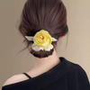 Yellow Satin Flower Scrunchie