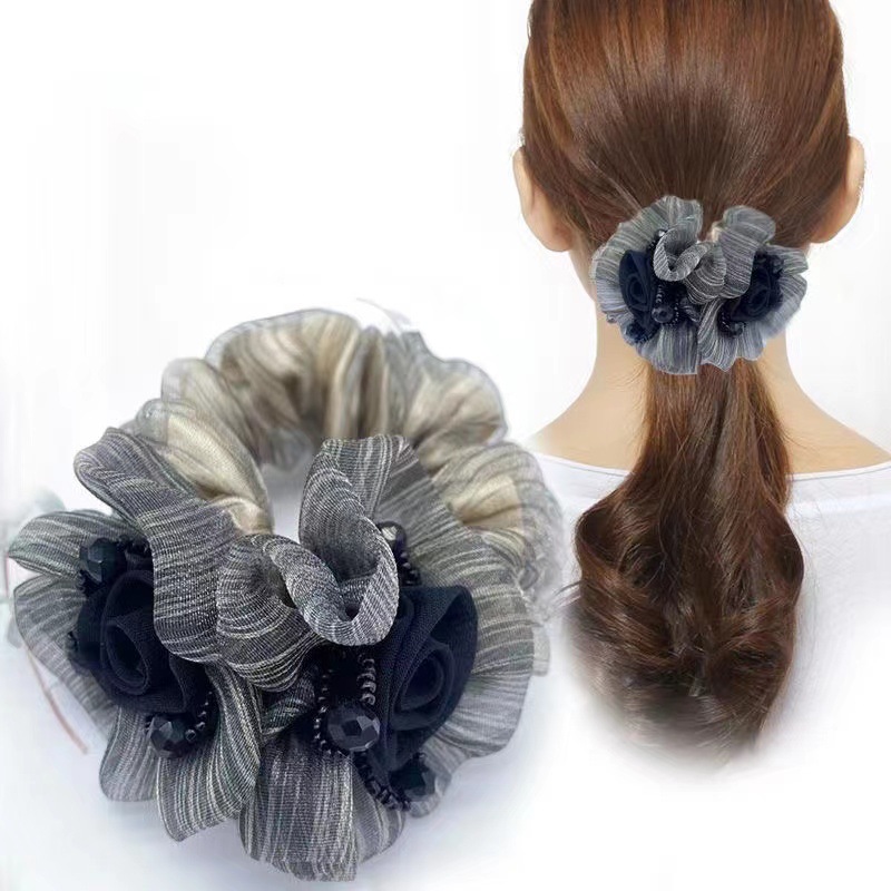 Korean Floral Mesh Scrunchie