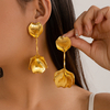Light Luxury Textured Metal Petal Stud Earrings for Party & Daily