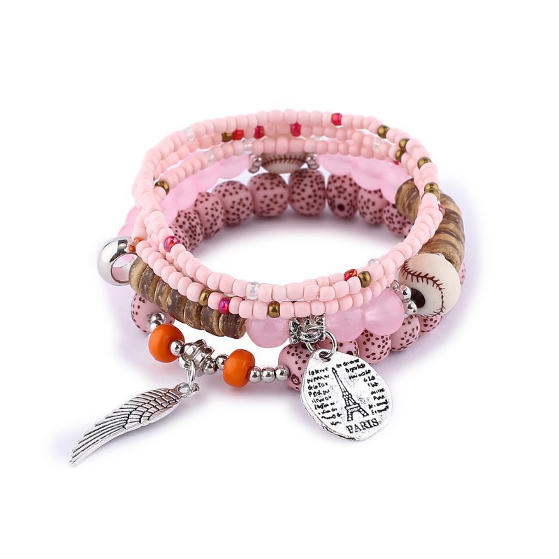 Boho Multi-Layer Beaded Bracelet Set with Turquoise Howlite Accents Stackable Beachy Jewelry