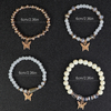 4pcs/Set Elegant Gold Butterfly Charm Beaded Bracelets Stackable Crystal Pearl Bracelet Set