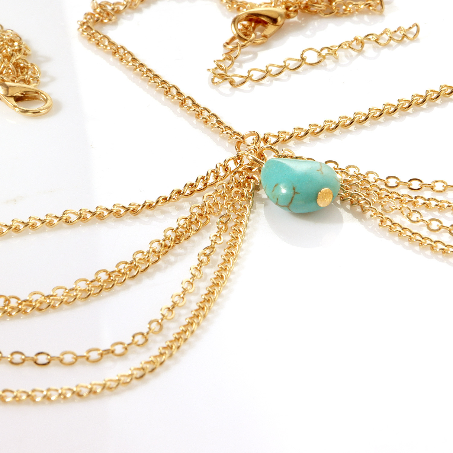 European Multi-Layer Turquoise Drop Head Chain for Women