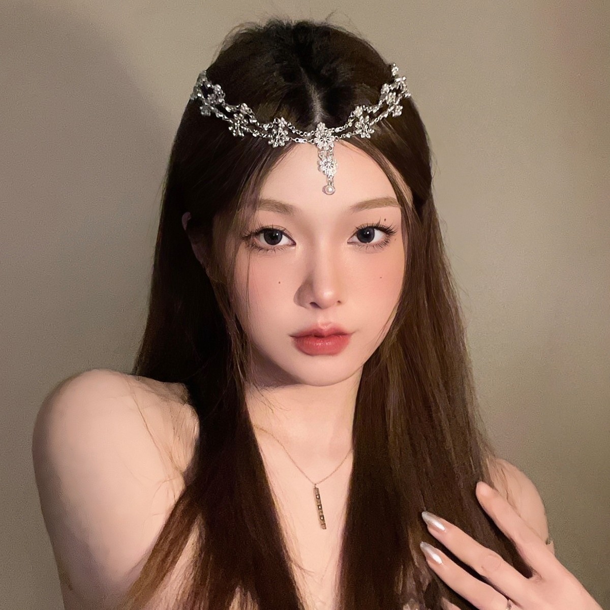 Pearl Flower Tassel Headband Head Chain