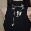 Silver Butterfly Layered Chain Belt - Y2K Aesthetic Adjustable Waist Body Jewelry