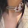 Floral Pearl Silver Clavicle Necklace