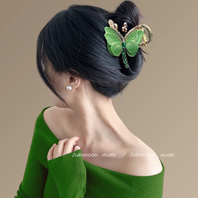 Vintage Embroidered Butterfly Hair Claw