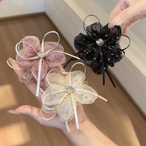 Bow Mesh Ribbon Flower Hair Claw Clip