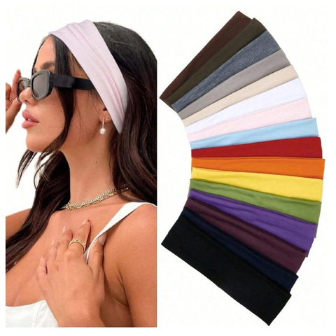 Boho Soft Stretch Headbands for Women – Non-Slip Hair Bands for Yoga Workout And Daily Wear Multiple Solid Colors Available